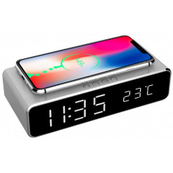 Wireless Charger  Gembird GMB DAC-WPC-01-S Digital alarm Clock with Wireless charging function, Silver